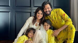 Riteish Deshmukh and Genelia Deshmukh with kids