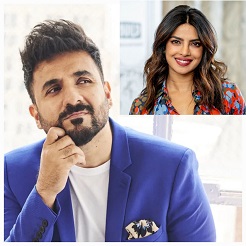 Vir Das receives a bouquet from Priyanka