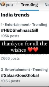 #HBDShehnaazGill trending