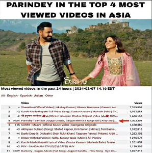 Paridey Punjabi song 4th in list