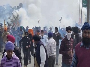 Tear Gas attacks on protesting Farmers