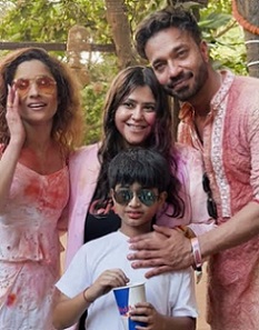 Ekta Kapoor at Ankita Holi bash