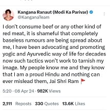 Latest Tweet of Kangana