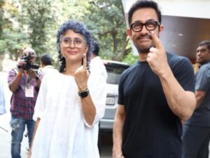 Aamir Khan Kiran Rao at Lok Sabha Elections 2024