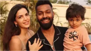 Hardik Pandya with wife Natasa and son