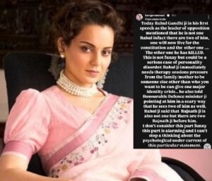 Kangana Ranaut targets Rahul Gandhi