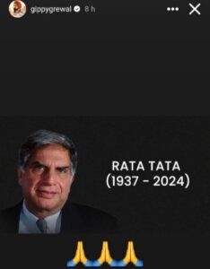 Gippy Grewal remember Ratan Tata