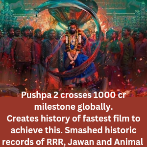 Pushpa 2 crosses 1000 cr milestone globally.