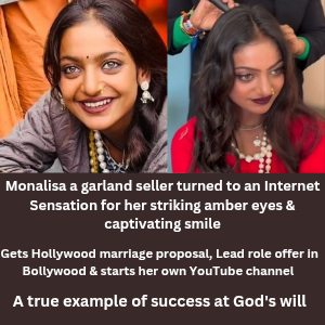 Monalisa a garland seller turned to an Internet Sensation for her striking amber eyes and captivating smile 