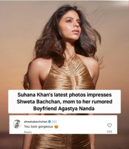 Suhana Khan’s photos impress Shweta Bachchan