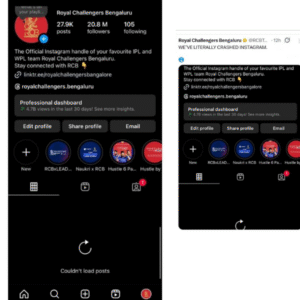 RCB Instagram Account Crashes